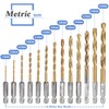 Mesee 13 Pieces Titanium Coated HSS Twist Drill Bits, High