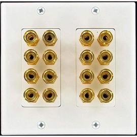 Unique Products Online Speaker Wall Plate 16 Post for 8 Speakers and Color Coded for Home Theater System Dolby Audio Sound Our Speaker Wall Plates Provide an Easy Professional Clean Look.
