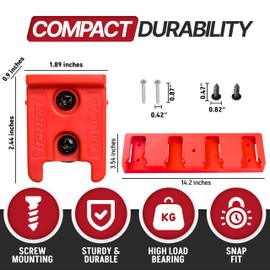 PERCH 4 Pack Milwaukee Tool Holder with 4 Pack Milwaukee Battery Holder for Milwaukee 18v Tools and Milwaukee 18v Battery