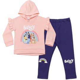 Bluey Bingo Big Girls Fleece Hoodie and Leggings Outfit Set Pink/Purple 8