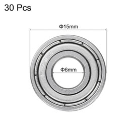 sourcing map 30pcs 696ZZ Deep Groove Ball Bearings 6x15x5mm Chrome Steel Bearing Double Sealed Precision Bearings, P0 (ABEC 1)