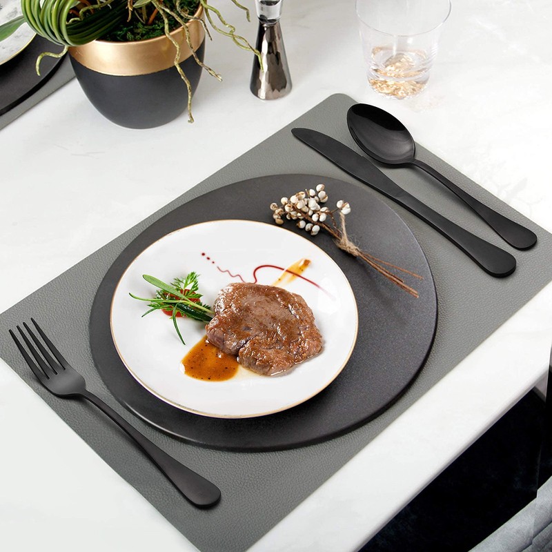 LIANYU - Cubertería negra para 2, 10 piezas, acero inoxidable,