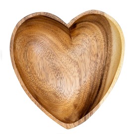 levandeo Bowl Acacia 15 x 4 cm Heart Wood Design Bowl Fruit Bowl Fruit Basket Bread Basket Unique Table Decoration