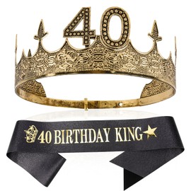 TOBATOBA 40th Birthday Decorations for Men 40th Birthday King Crown and Birthday King Sash Set, 40th Birthday Gifts Men Happy 40th Birthday Decorations Men