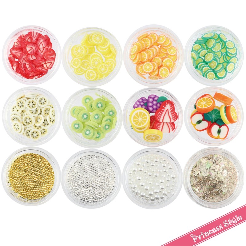 Princess-style Sliced Fruit Nail & Resin with Prismatic Glitter, Set