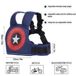 CEASELESLY Children's Motorcycle Belt, Adjustable Motorcycle Strap, with 4-in-1 Buckle, Breathable Material with Reflective Material, Suitable for Children Between 2 and 12 Years