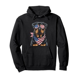 Rottweiler 4th Of July American Flag Rottie Dog Rottweilers Pullover Hoodie