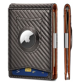 Mens Wallet For Airtag or Standard Use,KEMISANT Slim Front Pocket Wallet for Gift Men 11 Cards RFID Blocking