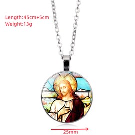 Christian Jesus Pendant Necklace for Men Women,Christ Serenity Prayer Religious Necklace Mens Womens Jewelry Gift Alloy Link Chain Faith Necklace 18'' Chain+2'' Extender-with Gift Box