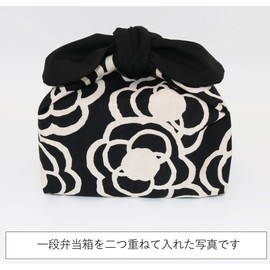 Lunch Bag, Insulated Lunch Bag, Drawstring Free, Tie Type, Azuma Bag, Ribbon (Camellia, Black)