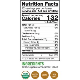 HerbaZest Amaranth Flakes Organic – 1 LB – USDA Certified, Vegan & Gluten Free Superfood – Nutrient-Dense Addition to Smoothies, Granola & Muesli, Yogurt & Porridge, and Snacks & Desserts, and More