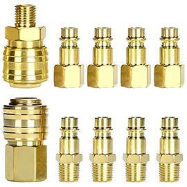 Pack of 10 Euro Compressed Air Coupling 1/4 Inch BSP Quick Coupling for Hoses, Quick Coupling Compressed Air, 1/4 Npt Compressed Air Coupling, Air Compressor Fittings Quick Connector with Thread