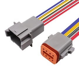 HiSport 8 Pin DT Connectors Waterproof Kit, 8 Pin Connectors Male and Female Wire for Car Truck Boat,Dt Connector 1 Sets