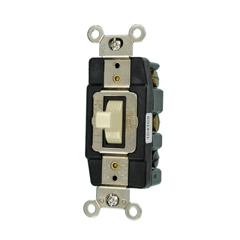 Leviton 30-Amp 120-Volt Toggle Double-Pole AC Quiet Switch, 1288-I, Ivory