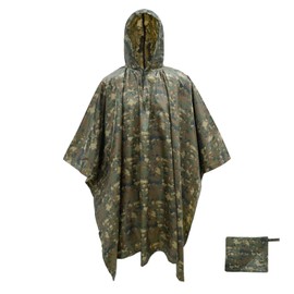 LOOGU Camo Rain Poncho with Hood Waterproof Lightweight Raincoat Rain Gear Men Women Outdoor Camping Hunting Hiking Fishing