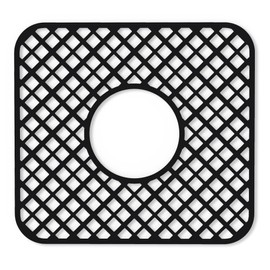 BEHOK 2 Pack Silicone Sink Protector for Kitchen Sink, Trellis Pattern 12 x 11" Sink Grid Mat Silicone Protectors, Center Drain, Black