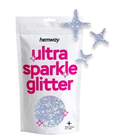 Hemway Ultra Sparkle Glitter Shapes - Four Point Star Shaped Glitter Stars Shiny Chunky Cosmetic Graded Sequins for Christmas Decorations Body Art Nail Resin - Mother of Pearl Iridescent - 50g 1.8oz