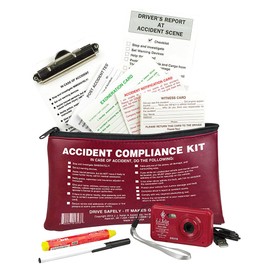 J. J. Keller & Associates, Inc. Vehicle Accident Kit in Burgundy Vinyl Pouch (10.5" x 6.5") with Digital Camera - Helps Drivers Collect, Organize & Report Vehicle Accident Information