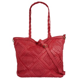 Samantha Look 021394 Women's Real Leather Shopper Bag, Made in Italy, Spacious Shoulder Bag with Smartphone Compartment, red