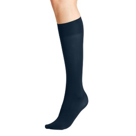 FALKE Women's Seidenglatt 40 DEN W KH Semi-Opaque Plain 1 Pair Knee-High Socks, Blue (Marine 6179), 5.5-8
