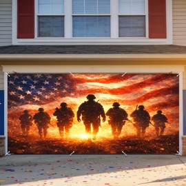 Patriotic Garage Door Cover Banner 6x13ft Polyester