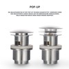 VILSTEIN Universal Drain Valve, Washbasin, Pop Up Valve with Overflow,