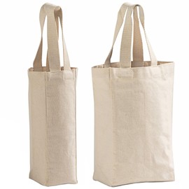 Canvas Wine Tote Bags – 100% Cotton, Single & Double Bottle, Reusable Gift Bags with Handles for DIY, Events, Gifting (2 Bottles (5.5”W x 10.5"H x 3”D), 24)