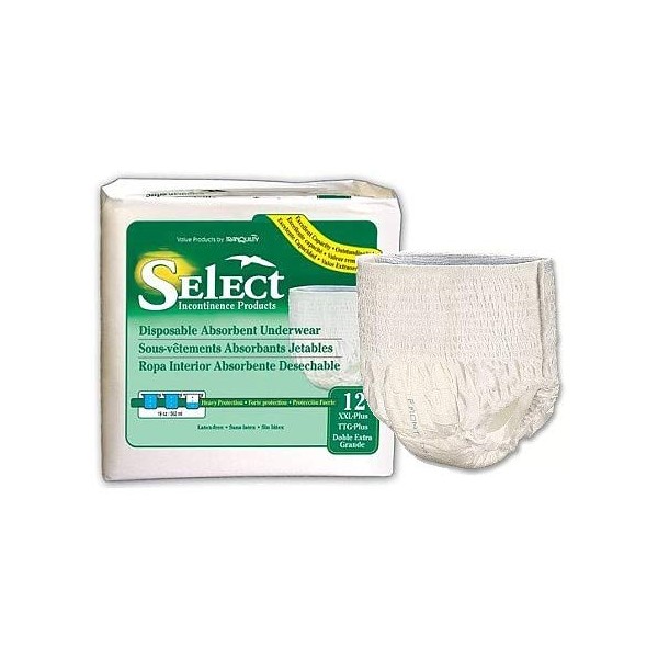 Tranquility Essential Adult Absorbent Underwear, Pull on with Tear Away Seams, Heavy Absorbency, X-Small (17"-28") - 24 ct (Pack of 1)