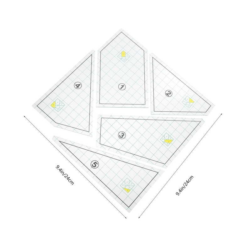 IWOWHERO 5pcs Quilting Ruler Set Sewing Fabric Rulers Templates Quilting
