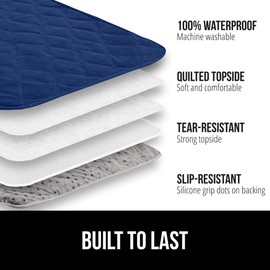 GORILLA GRIP Waterproof Bed Cover for Dogs, 82x52, Gripped Slip Resistant Backing, Leak Proof Washable Dog Blanket Covers Sofa, Couch, Sectional, Crate, Car, RV Seats, Pet Puppy Essentials, Navy Blue