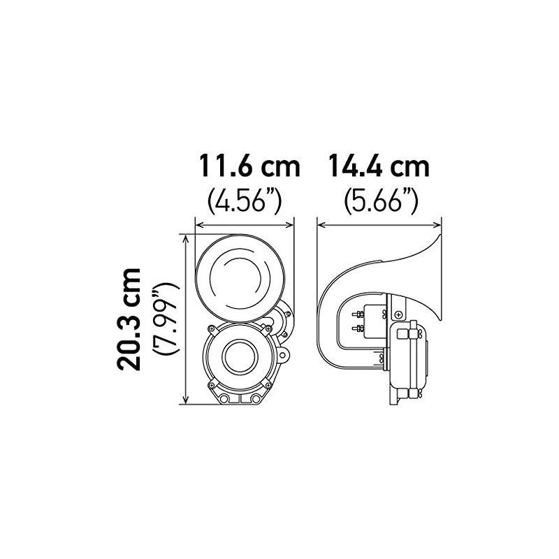 Hella 013410011 Horn Kit Bx Black Air 1-Tone 12/24V