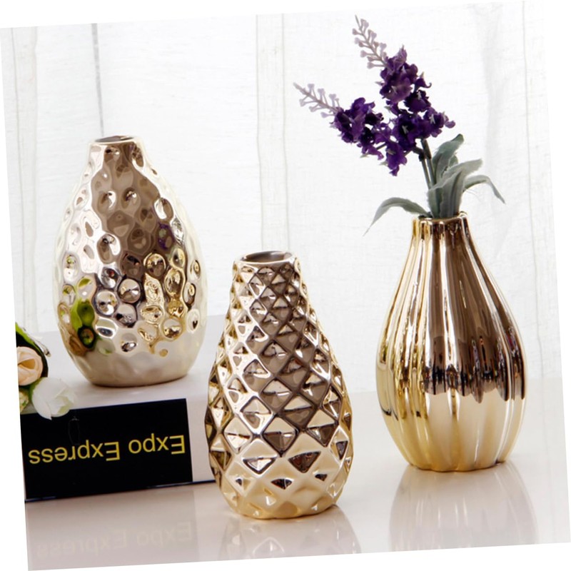 iplusmile 1Pc Unique Gold Ceramic Vase Simple Desktop Decoration for