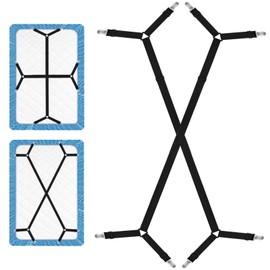 ZAOHUI 2 Pcs Bed Sheet Clips for Bedding, Adjustable Length Fitted Sheet Clips, Universal Bed Sheet Holder Lock Grippers, Mattress Sheet Clips Straps for Fixing Sheets (Black)