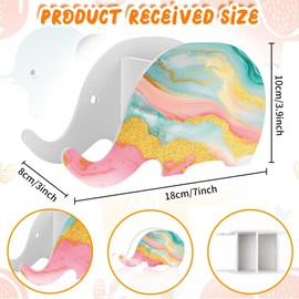 ORIGACH Elephant Shape Pencil Holder With Phone Stand Pen Pencil Holders for Desk Office Decor Accessories with Phone Stand Marker Brush Holders Desk Organizer, Marble Veining Pattern
