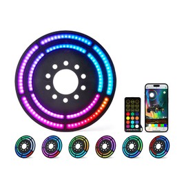 Xprite RGB Spare Tire Brake Light with Dual Control (RF & Bluetooth), Color-Changing 3rd LED Rear Wheel Lights, Dual Ring Third Tail Lamp Compatible with 2018-2024 Jeep Wrangler JL/JLU