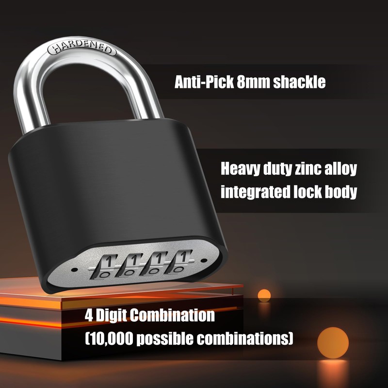 Diyife Heavy Duty Combination Padlocks Outdoor, [Weatherproof] 51.5mm Large 4