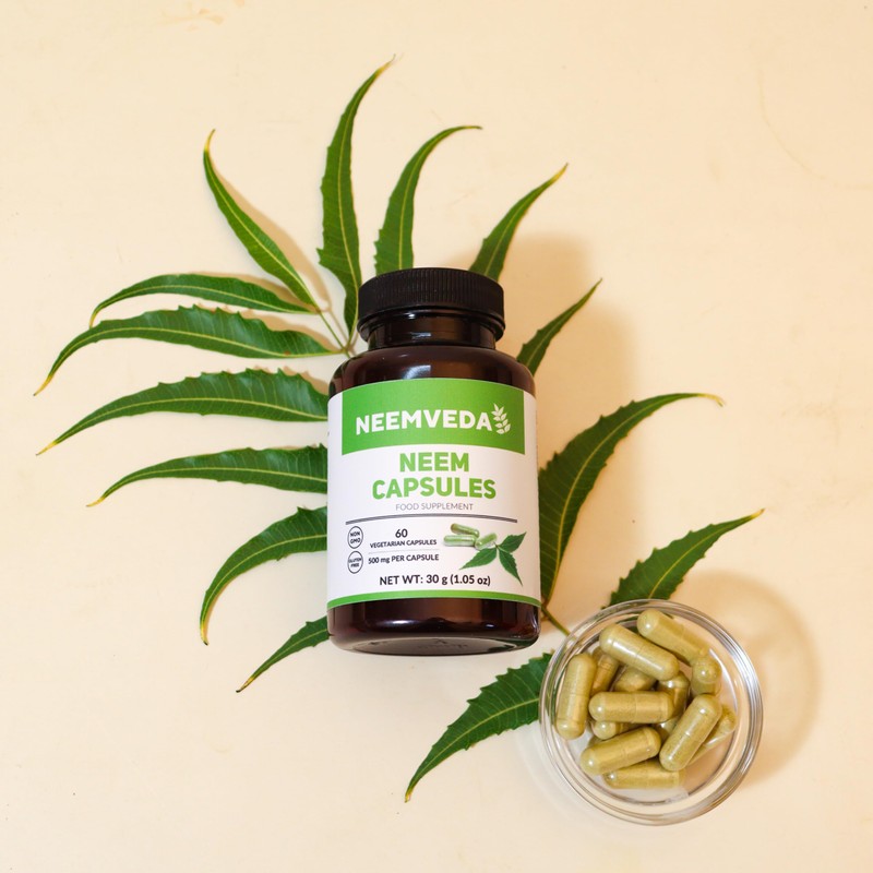 Neemveda Pure Neem Capsules 60 nos, 500 mg, 100% Natural,