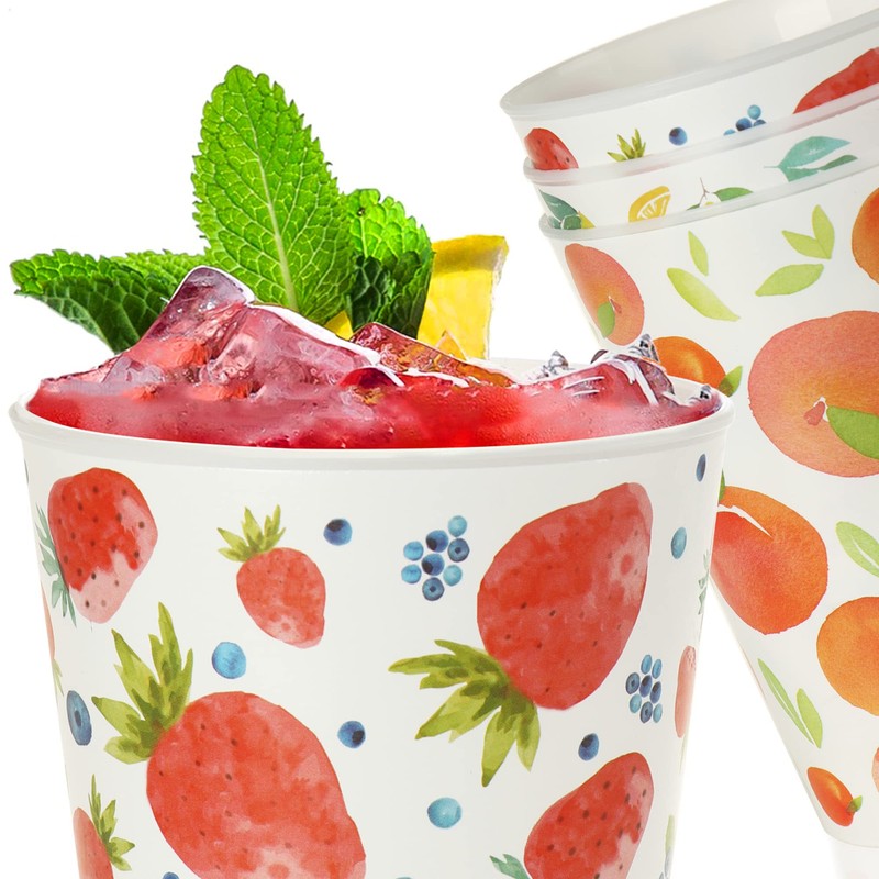 com-four® 12 x Reusable Drinking Cups for Party, Garden, Camping,