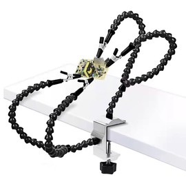 Third Hand Tool - Soldering Station Helping Hand - 4 Flexible Arms with Adjustable Vise Table Desk Clamp Base Solder Holder for PCB Repair, Jewelry Making Black
