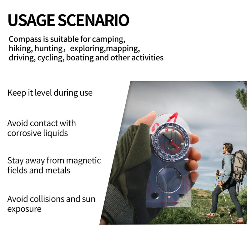 DOETYD Navigation Compass Map Ruler Magnifier with Adjustable Lanyard for