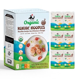 YUHO Organic Konjac Shirataki Noodle, Low Carb Pasta 38.09 Oz (1080 g), Angel Hair, USDA Organic Healthy Spaghetti (6 Pack Inside), Keto and Paleo Friendly, Low Calorie, Sugar Free, Vegan, Ready to Eat