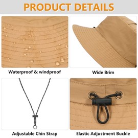 JUPSK Men's Bucket Hats, Summer Outdoor Sun Hat Quick-Dry Foldable Fishing Hat for Men Women, UPF50+ Sun Protection Hiking Cap for Adults Khaki