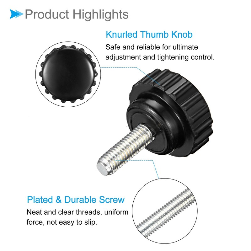 CoCud Knurling Clamp Knob M5x16mm Male Thread 21mm Head Thermoset