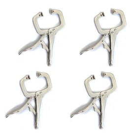 NUZAMAS (Set of 4) 6" Locking C-Clamp with Swivel Pads Steel Plier Vice C Clamp Welding Vise Tools
