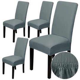 MEIVINES Chair Covers, Set of 4, Stretch Chair Covers, Universal Elastic Chair Covers, Washable, Removable, Comfortable Chair Cover, Suitable for Living Room, Dining Room, Bar, Hotel, Banquet (Grey)