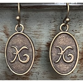 Bronze Dangle Initial K Earrings. Jewelry Earrings for Women #3298FE68