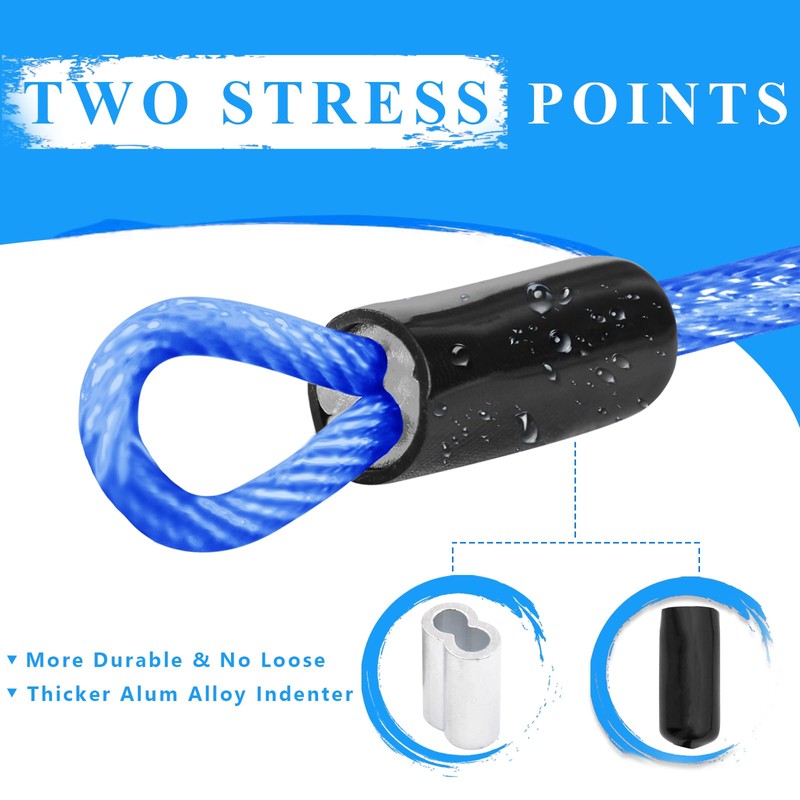 VIVBOO 40ft Clothes Line Outdoors 3/16" Wire Ropes Blue PVC