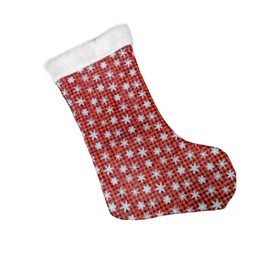 AugFrog Giant Christmas Stocking, Large Size Red Snowflake Pattern, White Plush Faux Fur Cuff, Large Xmas Stocking for Home, Big Stocking for Stairs, Fireplace and Christmas Tree Decorative