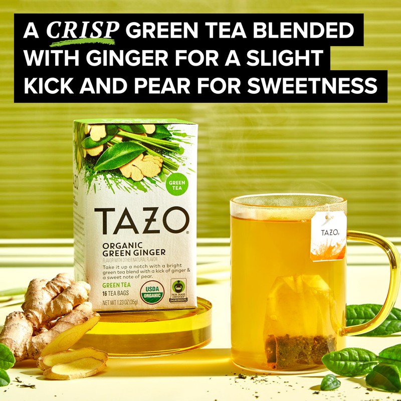 TAZO Organic Green Tea, Green Ginger, 96 Total Tea Bags