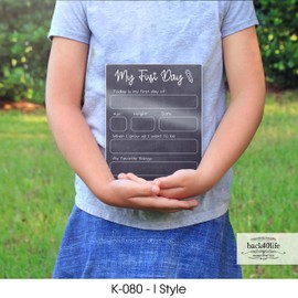 First Day of School Last Day of School Wooden Chalkboard Sign for Kids (First Day - Natural) (Chalkboard Lines)